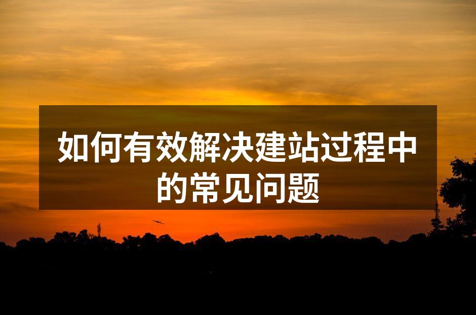 如何有效解决建站过程中的常见问题